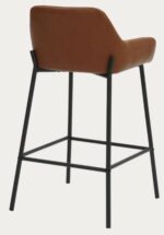 Modern Couter Height Stool in Saddle Leather w/Black Legs