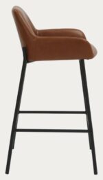 Modern Couter Height Stool in Saddle Leather w/Black Legs