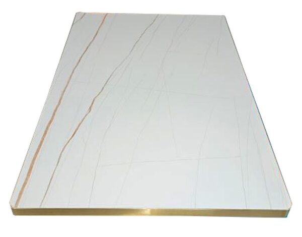 White Sintered Stone Top with Gold Frame