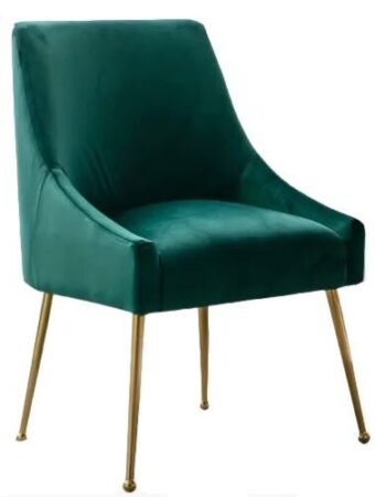 Green Velvet Restaurant Chair with Gold Legs