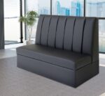 Channel Back Black Faux Leather Booth in Solid Wood