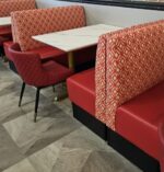 Red Leather with Pattern Fabric Booth