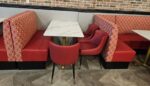 Red Leather with Pattern Fabric Booth